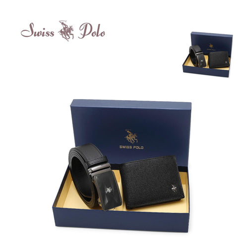 Men's Gift Set - RFID Bifold Wallet + Automatic Belt -SGS 555